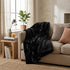 Black Knitted Rabbit Solid Color Plush Reversable Throw