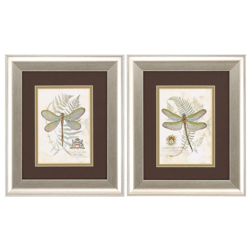 11" X 13" Brushed Silver Frame Dragonfly (Set Of 2)