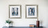 Set of Two Modern Blue Abstract Silver Framed Art