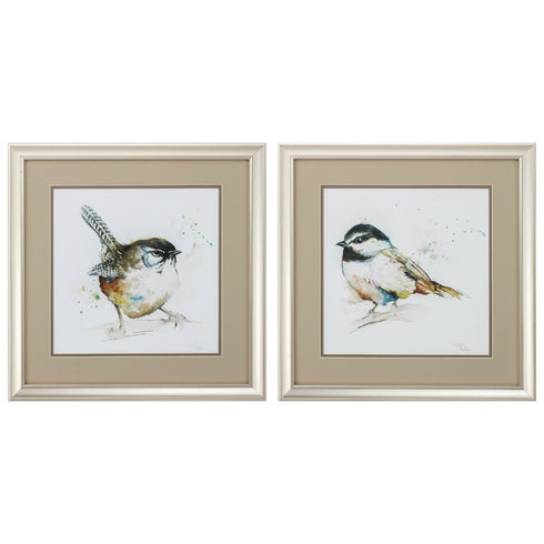 Set of Two 18" X 18" Champagne Framed Art Wall Decor