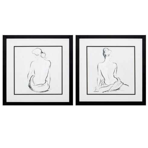 17" X 17" Silver Frame Poised Pose (Set Of 2)