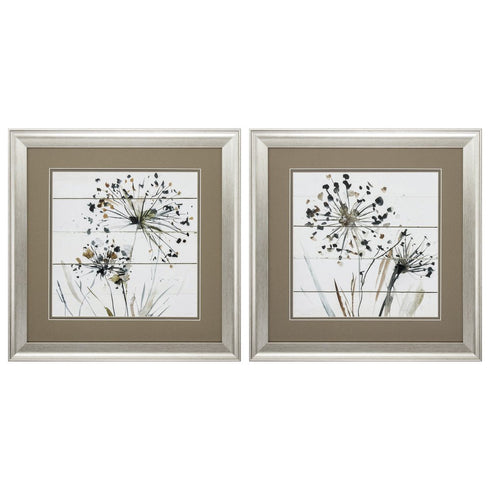 19" X 19" Brushed Silver Frame Natures Lace (Set Of 2)