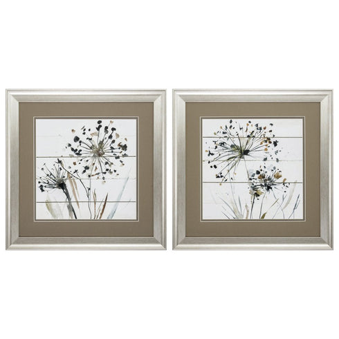 19" X 19" Brushed Silver Frame Natures Lace (Set Of 2)