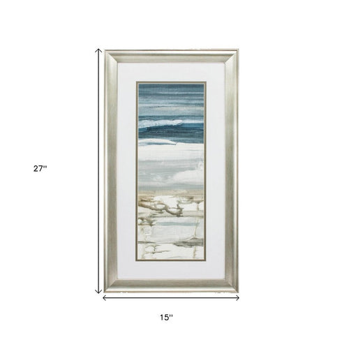 Set of Two 27" X 15" Ocean Print Silver Framed Art Wall Decor