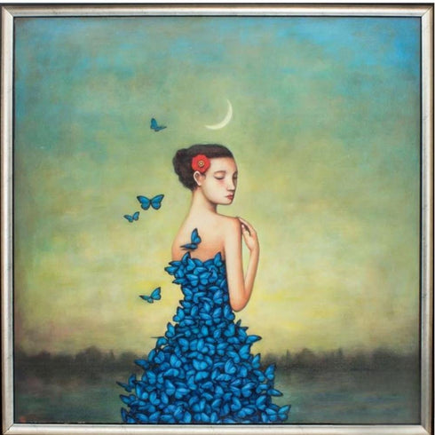 25" X 25" Silver Frame Metamorphosis In Blue