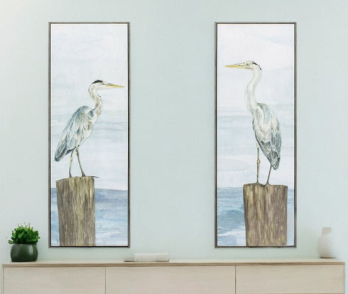 13" X 36" Woodtoned Frame Ocean Sky Panel (Set Of 2)