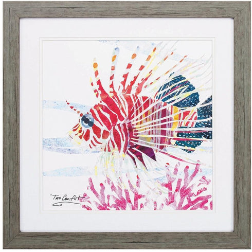 23" X 23" Woodtoned Frame Sea Creature Fish