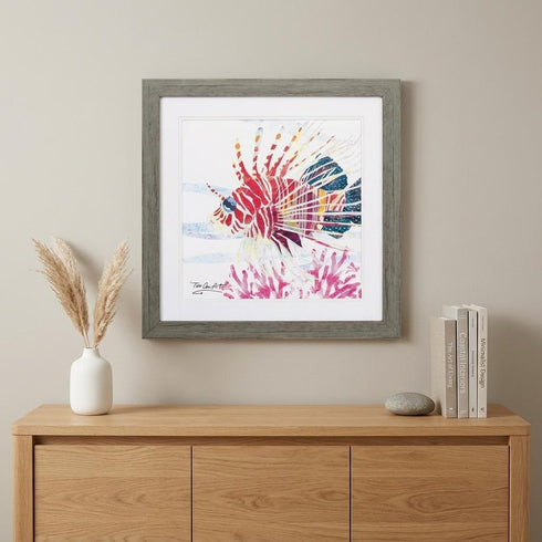 23" X 23" Woodtoned Frame Sea Creature Fish