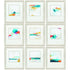 Set of Nine 14" X 16" Modern Abstract Champagne Gold Framed Art