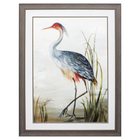 36" X 27" Heron Brown Wood Tone Framed Wall Art
