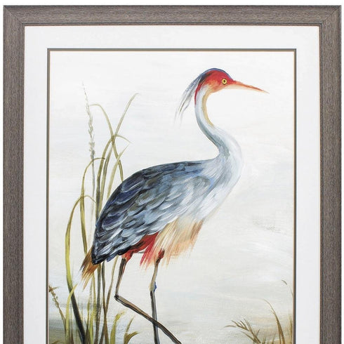 36" X 27" Heron Brown Wood Tone Framed Wall Art