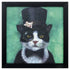11" X 11" Black Frame Tuxedo Cat