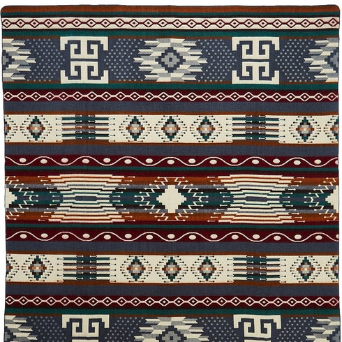 93" X 82" Blue and Ivory Woven Mod Acrylic Throw Blanket