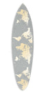 76" X 18" X 1" Grey And Gold World Map Surfboard Wall Art
