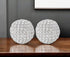 Set of Two Silver And Clear Faux Crystal And Metal Orb Decorative Tabletop Sculptures