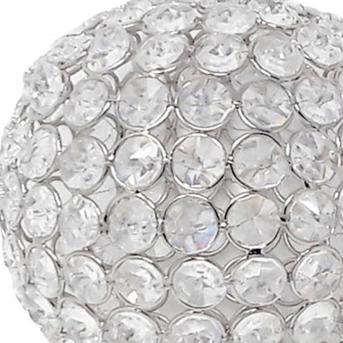 Set of Two Silver And Clear Faux Crystal And Metal Orb Decorative Tabletop Sculptures