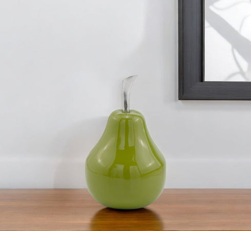 7" Green Aluminum Decorative Pear Tabletop Sculpture
