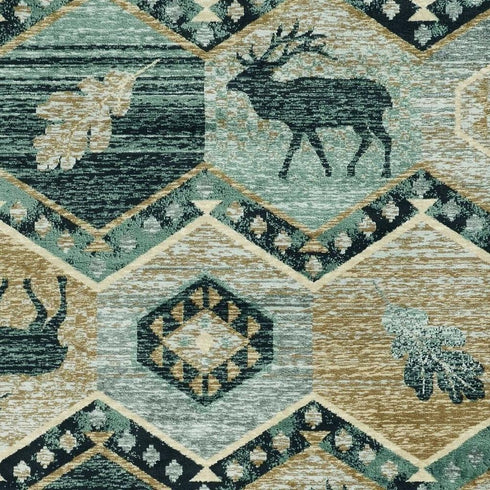 5' X 8' Blue And White Woodland Lodge Area Rug