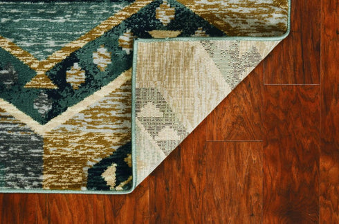 5' X 8' Blue And White Woodland Lodge Area Rug