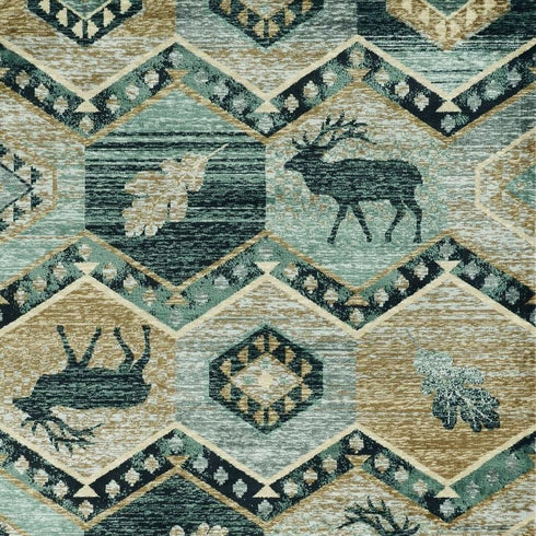 5' X 8' Blue And White Woodland Lodge Area Rug