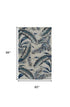 5' X 8' Blue and Gray Wool Botanical Leaves Hand Tufted Area Rug