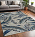 5' X 8' Blue and Gray Wool Botanical Leaves Hand Tufted Area Rug