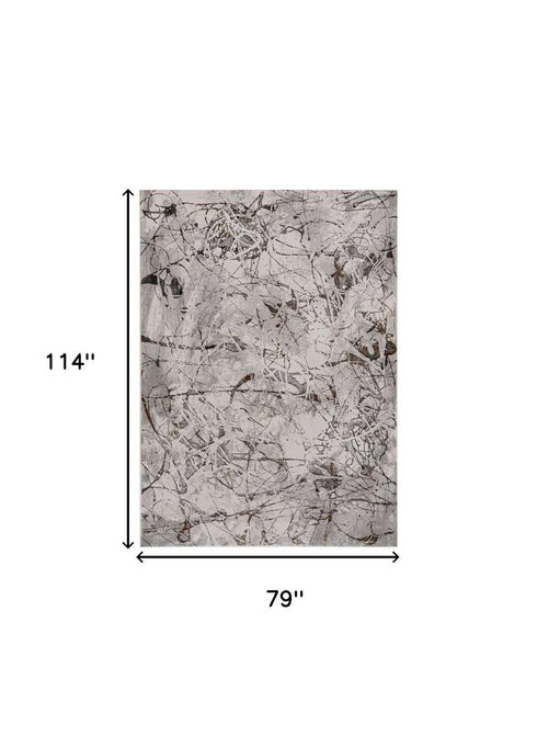 6' X 9' Ivory Gray and Brown Abstract Area Rug