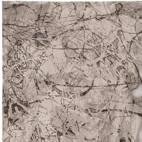 6' X 9' Ivory Gray and Brown Abstract Area Rug