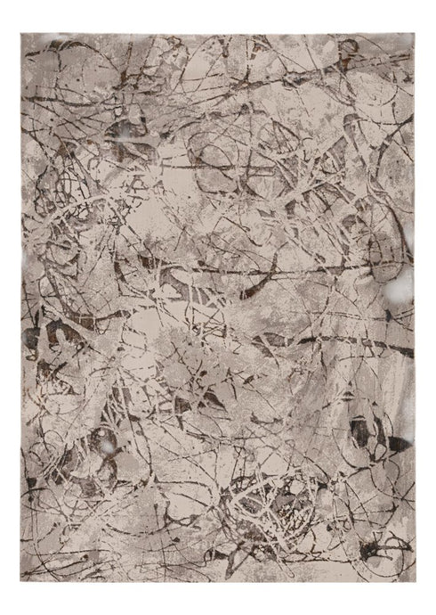 6' X 9' Ivory Gray and Brown Abstract Area Rug