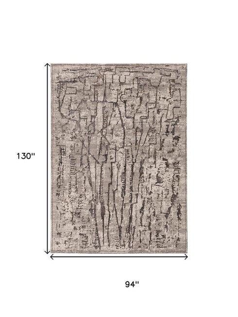 8' X 11' Gray And Black Abstract Distressed Area Rug