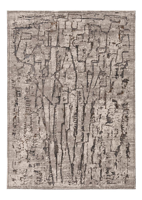 8' X 11' Gray And Black Abstract Distressed Area Rug