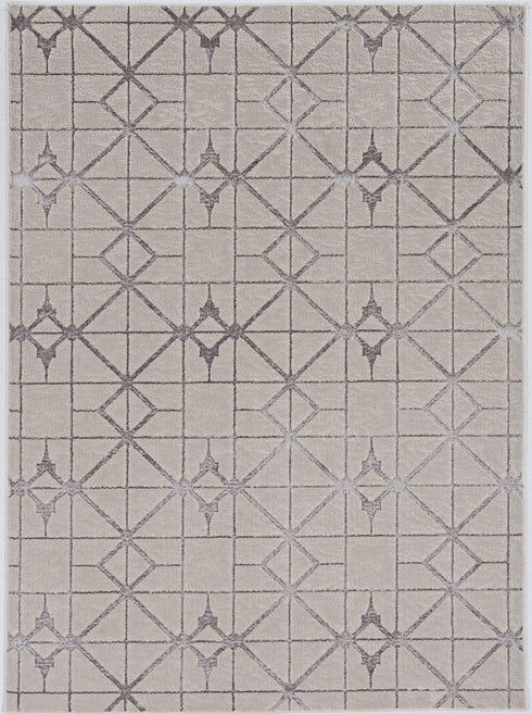 5' X 8' Ivory And Brown Geometric Area Rug