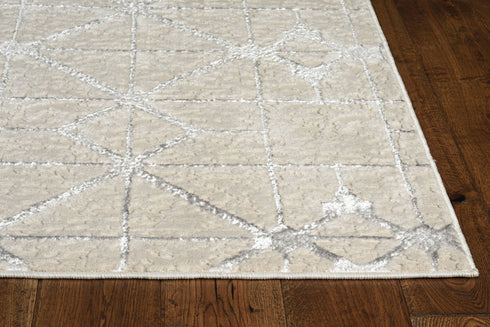 5' X 8' Ivory And Brown Geometric Area Rug