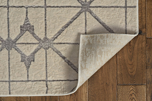 5' X 8' Ivory And Brown Geometric Area Rug