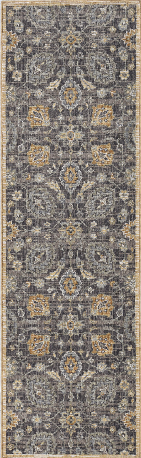 9' X 13' Taupe Orange And Gray Wool Floral Distressed Area Rug