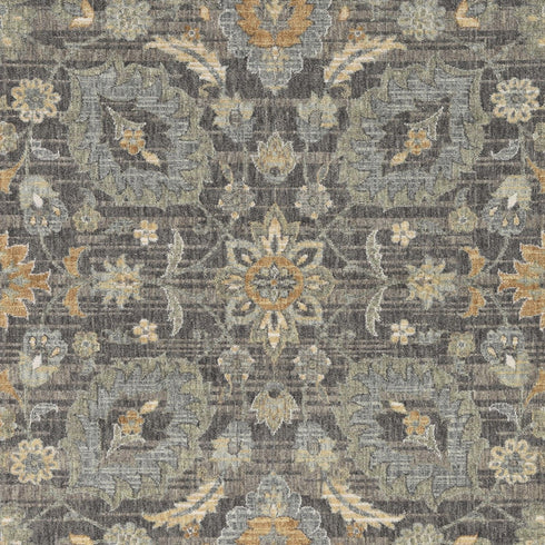 9' X 13' Taupe Orange And Gray Wool Floral Distressed Area Rug