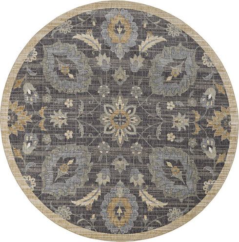 9' X 13' Taupe Orange And Gray Wool Floral Distressed Area Rug