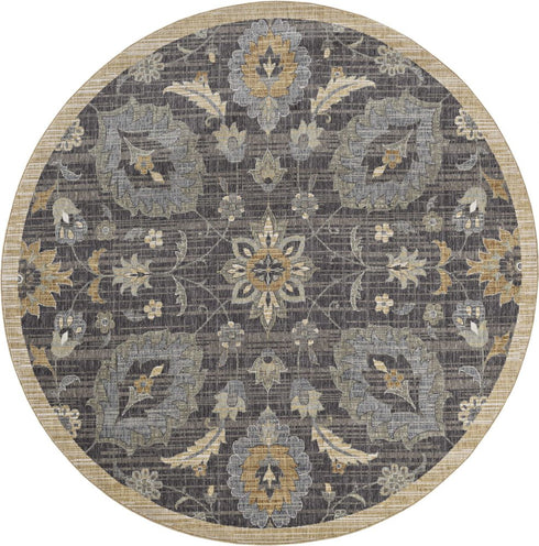9' X 13' Taupe Orange And Gray Wool Floral Distressed Area Rug