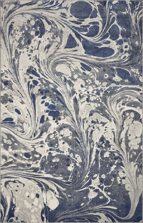 8' X 10' Blue Gray And Ivory Abstract Area Rug