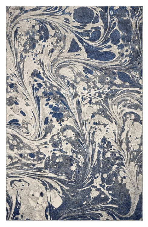 8' X 10' Blue Gray And Ivory Abstract Area Rug