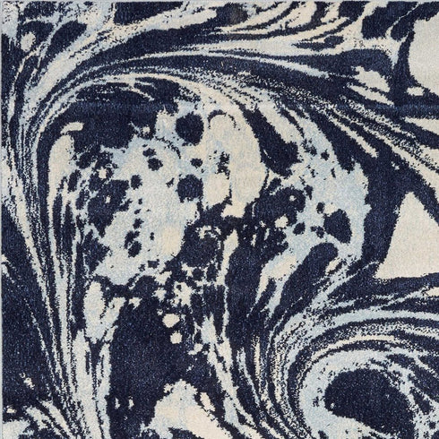 8' X 10' Blue And Ivory Abstract Shag Area Rug