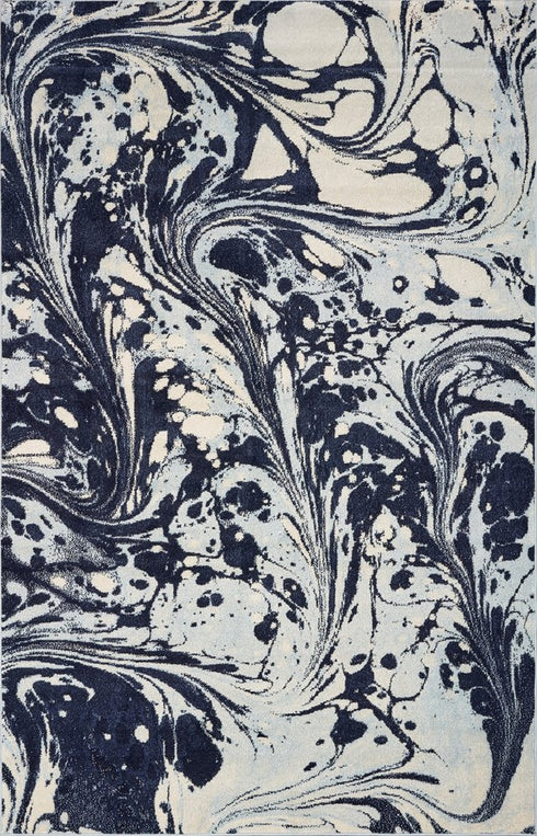 8' X 10' Blue And Ivory Abstract Shag Area Rug