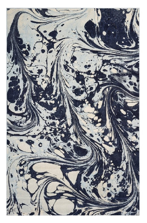 8' X 10' Blue And Ivory Abstract Shag Area Rug