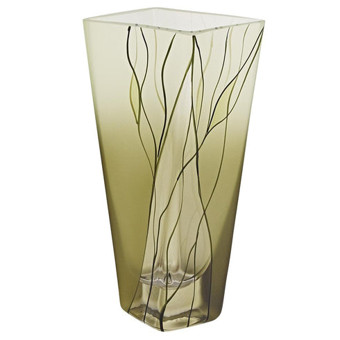 8" Green Cylinder Crystal Glass Table Vase