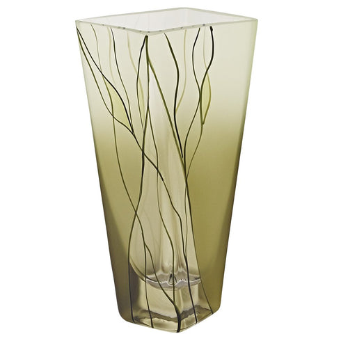 8" Green Cylinder Crystal Glass Table Vase