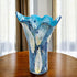 17" Blue And Green Cylinder Crystal Glass Table Vase