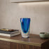 6" Blue And Clear Cylinder Crystal Glass Table Vase