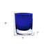 8" Cobalt And Clear Oval Lead Free Crystal Table Vase