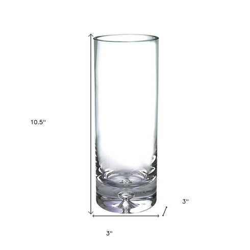 11" Clear Cylinder Crystal Table Vase