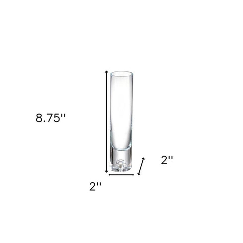 9" Clear Cylindrical Lead Free Crystal Bud Table Vase